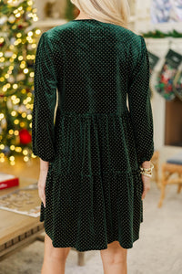 Gilded Moment Emerald Velvet Dress