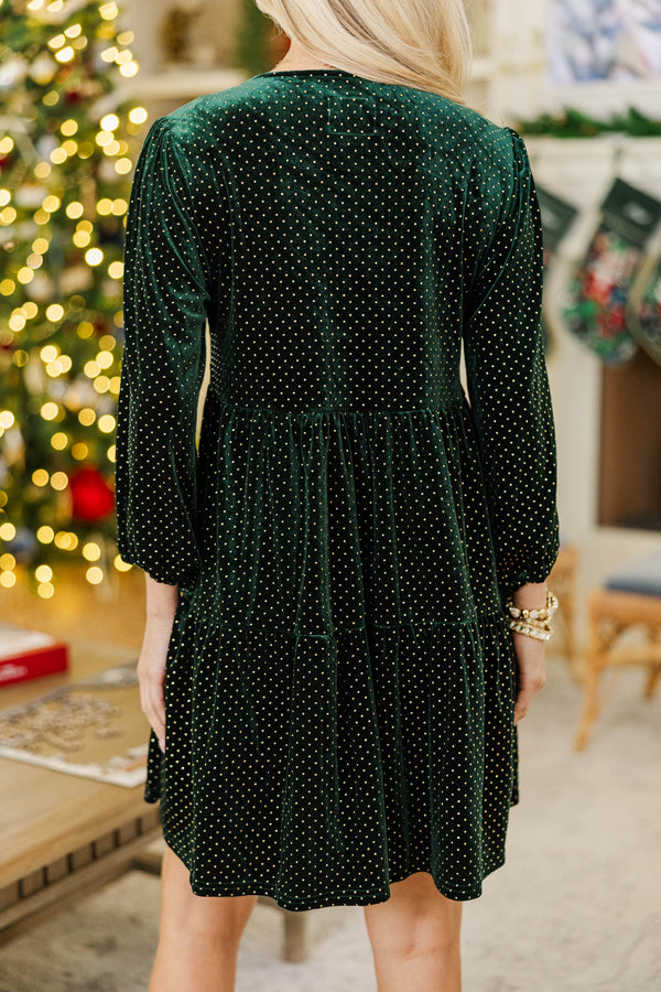 Gilded Moment Emerald Velvet Dress