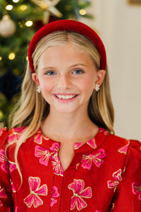 Girls: Simply Styled Red Velvet Headband