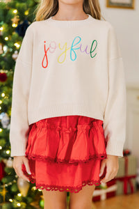 Girls: Joyful Cream White Sweater