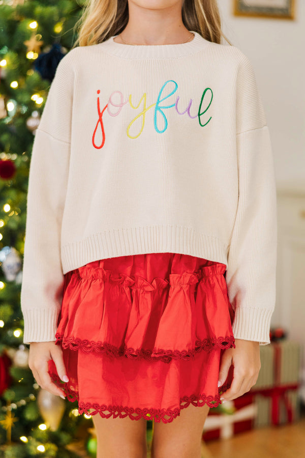 Girls: Joyful Cream White Sweater