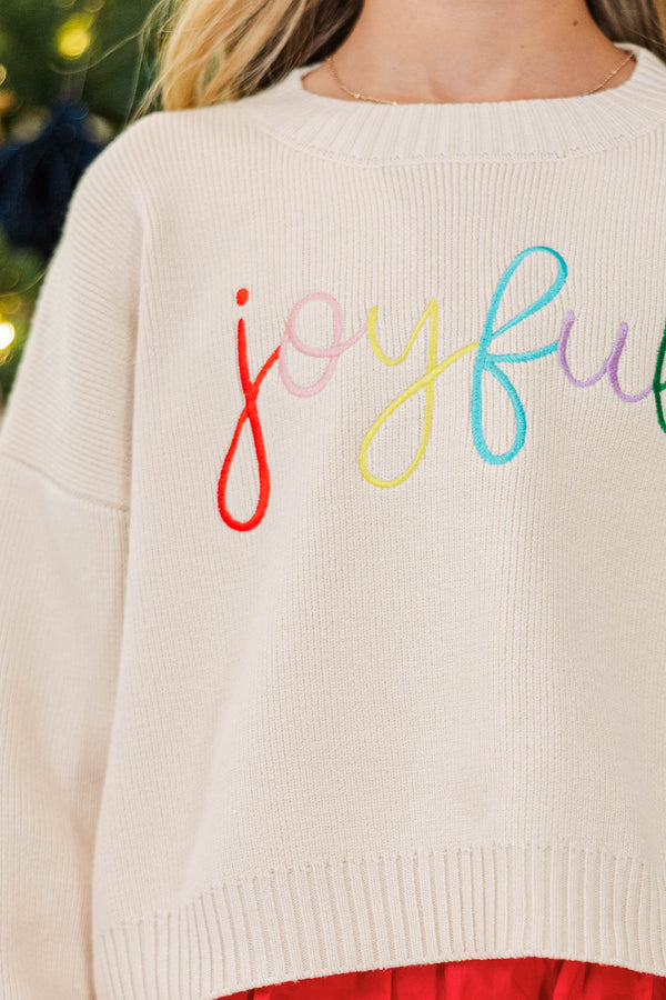 Girls: Joyful Cream White Sweater