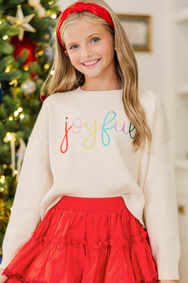 Girls: Joyful Cream White Sweater