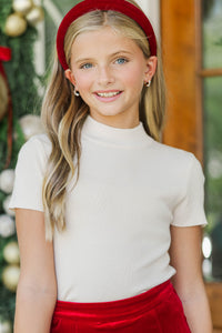 Girls: Merrier Than Ever Oatmeal Ribbed Top
