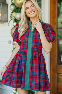 Merrier Than Ever Red Plaid Dress