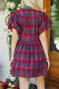 Merrier Than Ever Red Plaid Dress