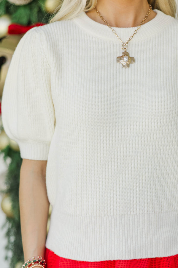 Festive Plans Cream Puff Sleeve Sweater