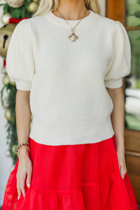 Festive Plans Cream Puff Sleeve Sweater