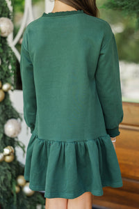 Girls: Festive Plans Emerald Sweatshirt Dress
