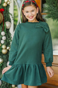 Girls: Festive Plans Emerald Sweatshirt Dress