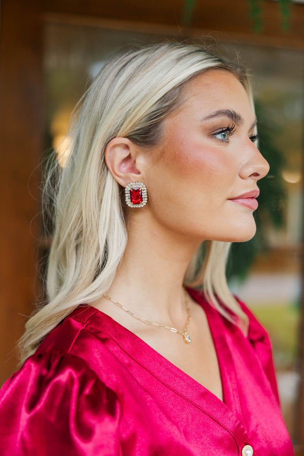 Live For Luxe Red Stud Earrings