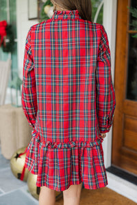 Looking For You Red Tartan Plaid Babydoll Dress