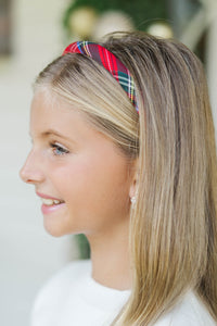 Girls: Styled Simply Red Tartan Plaid Headband