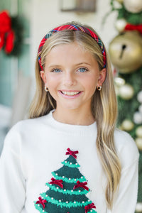 Girls: Styled Simply Red Tartan Plaid Headband