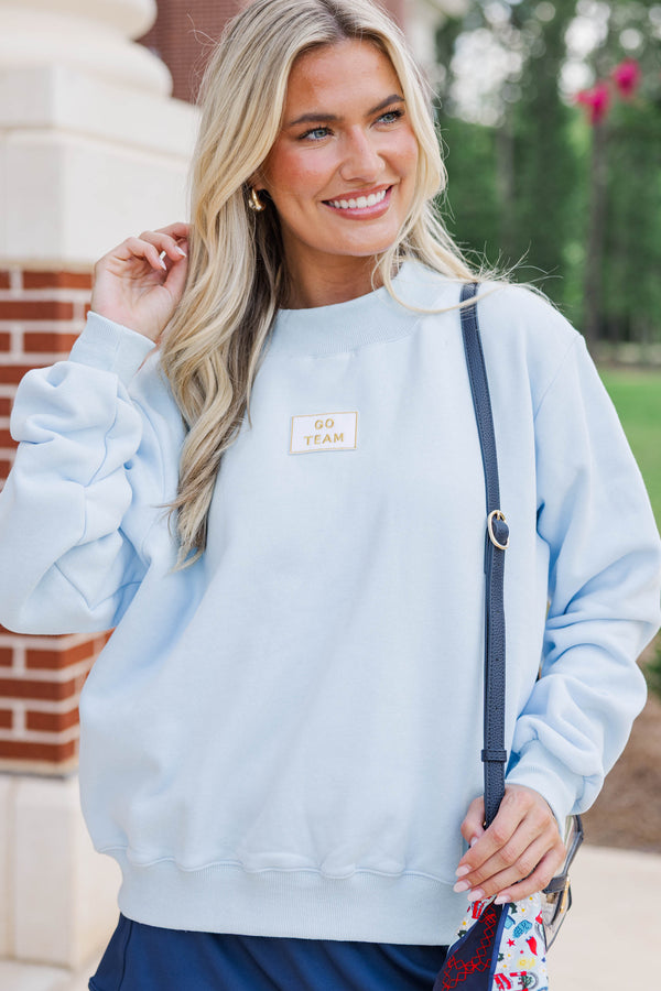 Hype Mode Go Team Patch Light Blue Mock Neck Pullover