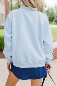 Hype Mode Go Team Patch Light Blue Mock Neck Pullover