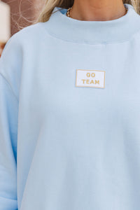 Hype Mode Go Team Patch Light Blue Mock Neck Pullover