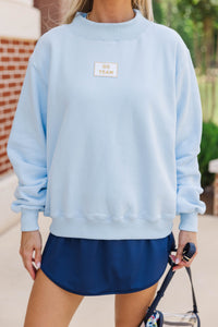 Hype Mode Go Team Patch Light Blue Mock Neck Pullover