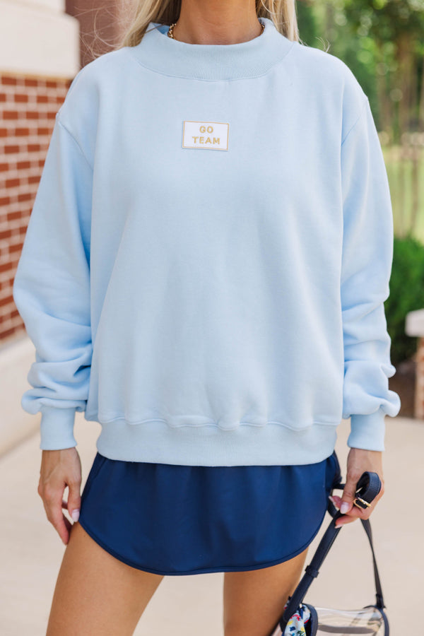 Hype Mode Go Team Patch Light Blue Mock Neck Pullover
