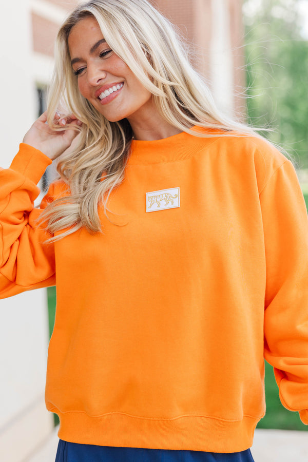 Hype Mode Tiger Patch Orange Mock Neck Pullover
