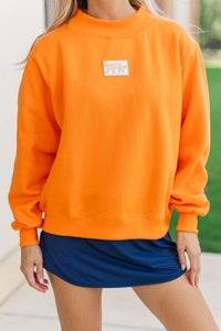 Hype Mode Tiger Patch Orange Mock Neck Pullover