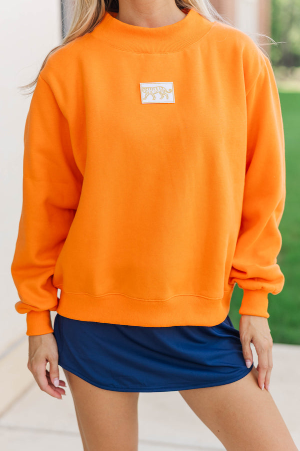 Hype Mode Tiger Patch Orange Mock Neck Pullover