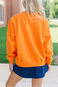 Hype Mode Tiger Patch Orange Mock Neck Pullover