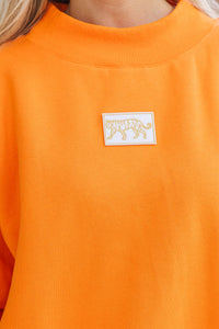 Hype Mode Tiger Patch Orange Mock Neck Pullover