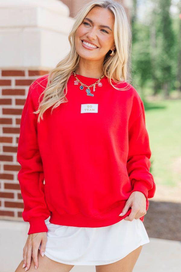 Hype Mode Go Team Patch Red Mock Neck Pullover