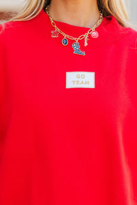 Hype Mode Go Team Patch Red Mock Neck Pullover