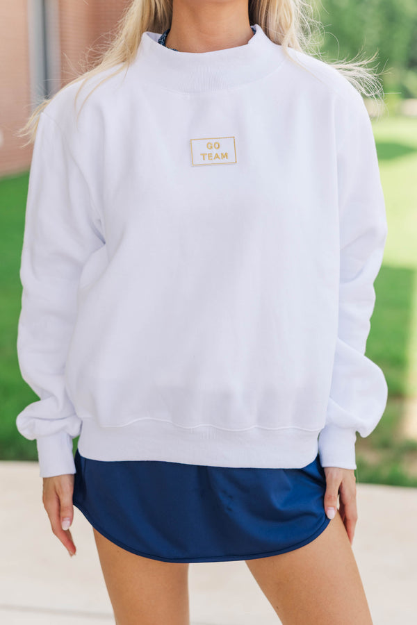 Hype Mode Go Team Patch White Mock Neck Pullover