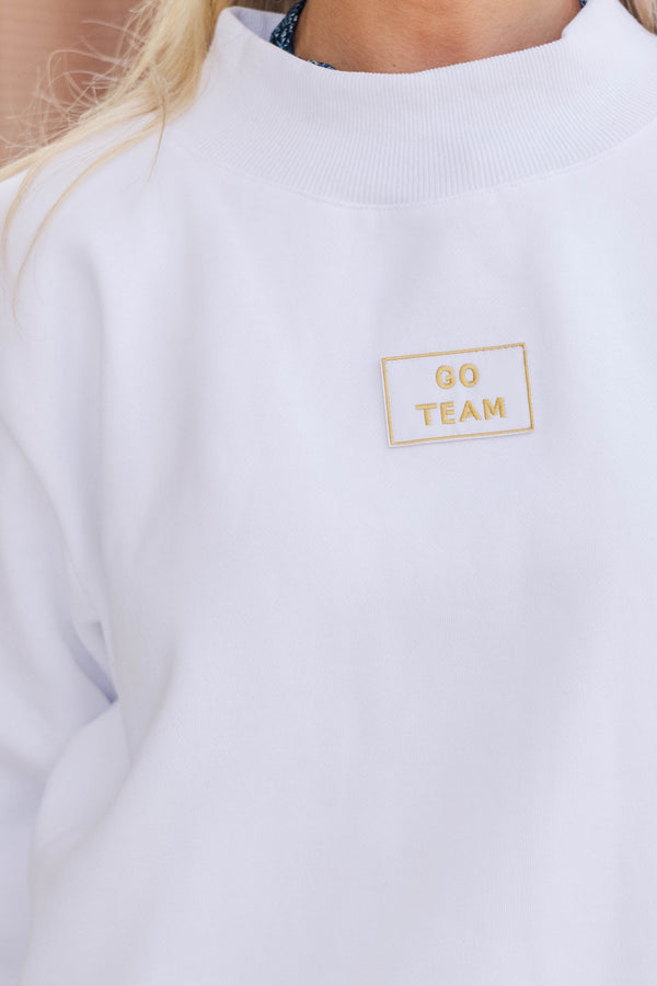 Hype Mode Go Team Patch White Mock Neck Pullover