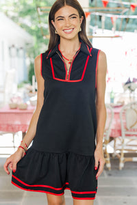 All In Black Textured Drop Waist Dress