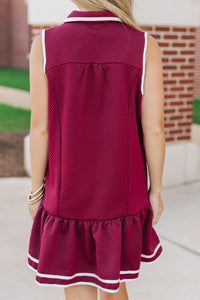 All In Burgundy Textured Drop Waist Dress