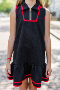 Girls: On The Move Black Textured Dress