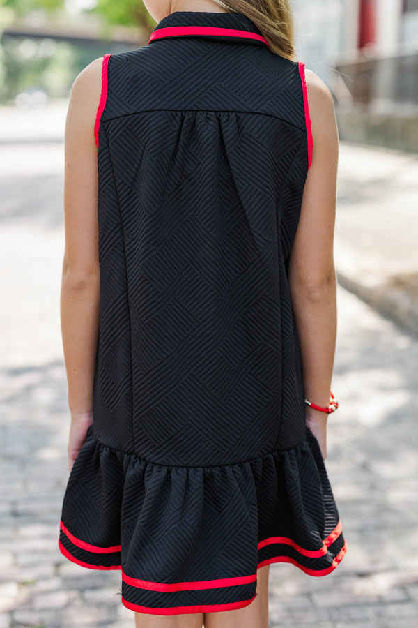 Girls: On The Move Black Textured Dress