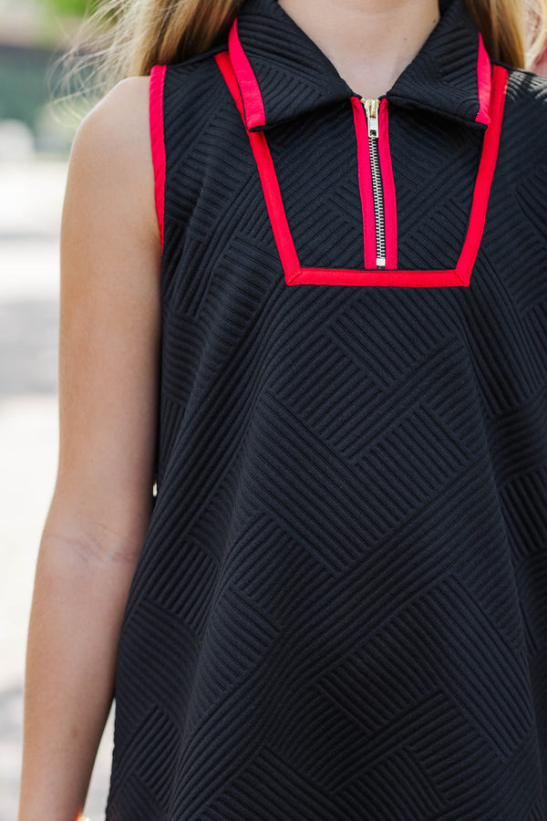 Girls: On The Move Black Textured Dress