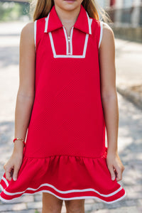 Girls: On The Move Red Textured Dress