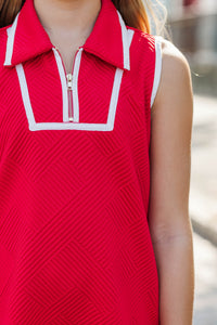 Girls: On The Move Red Textured Dress