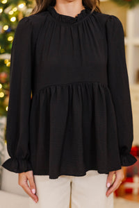 NURSING COLLECTION: Making Moves Black Ruffled Blouse