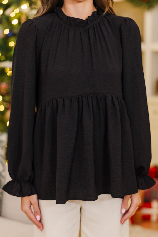 NURSING COLLECTION: Making Moves Black Ruffled Blouse