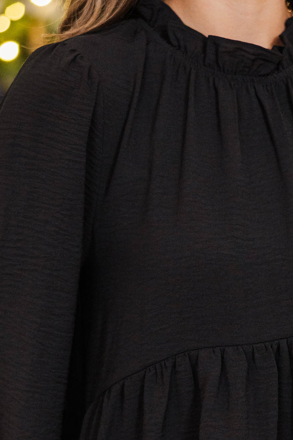 NURSING COLLECTION: Making Moves Black Ruffled Blouse