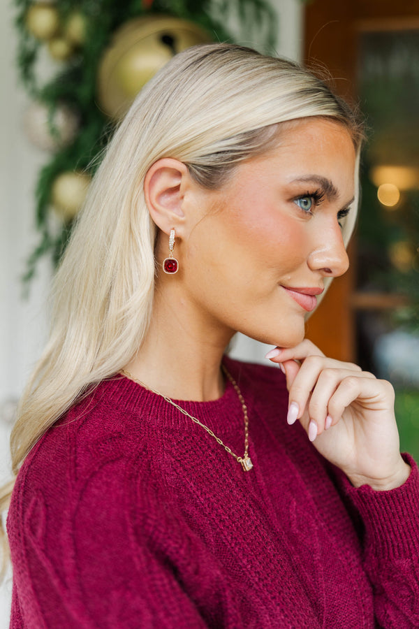 Radiant Affair Red Hoop Earrings