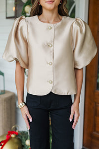 Brilliantly Yours Gold Pearl Button Blouse