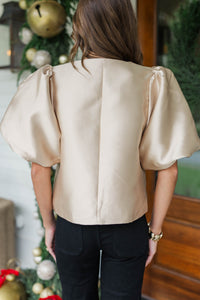 Brilliantly Yours Gold Pearl Button Blouse