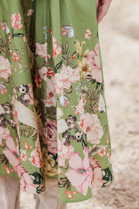 A New Leaf Olive Floral Midi Dress