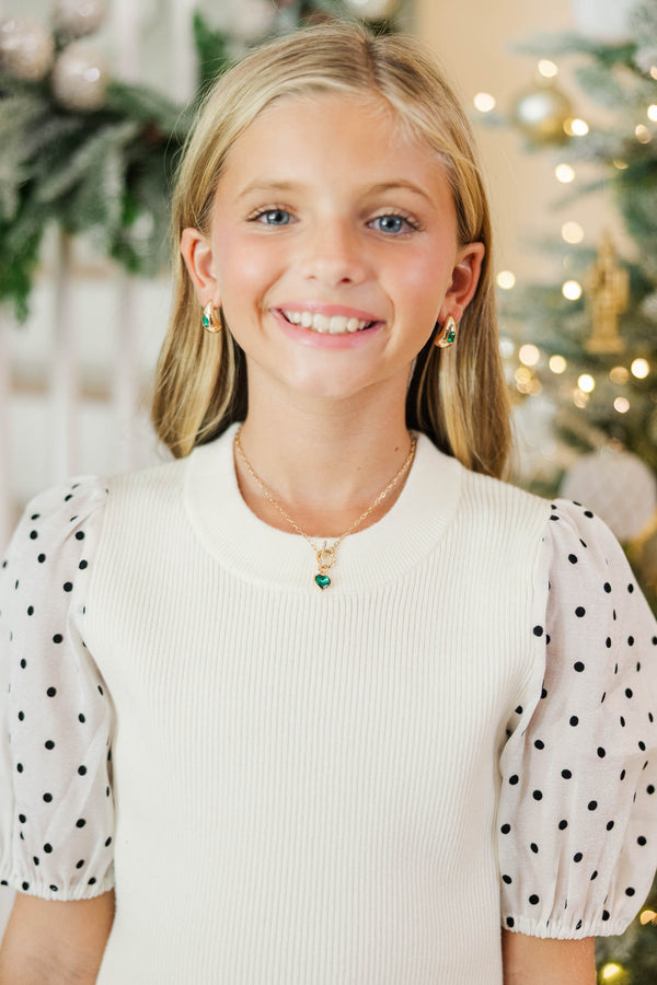 Girls: Signature Occasion Emerald Gold Necklace