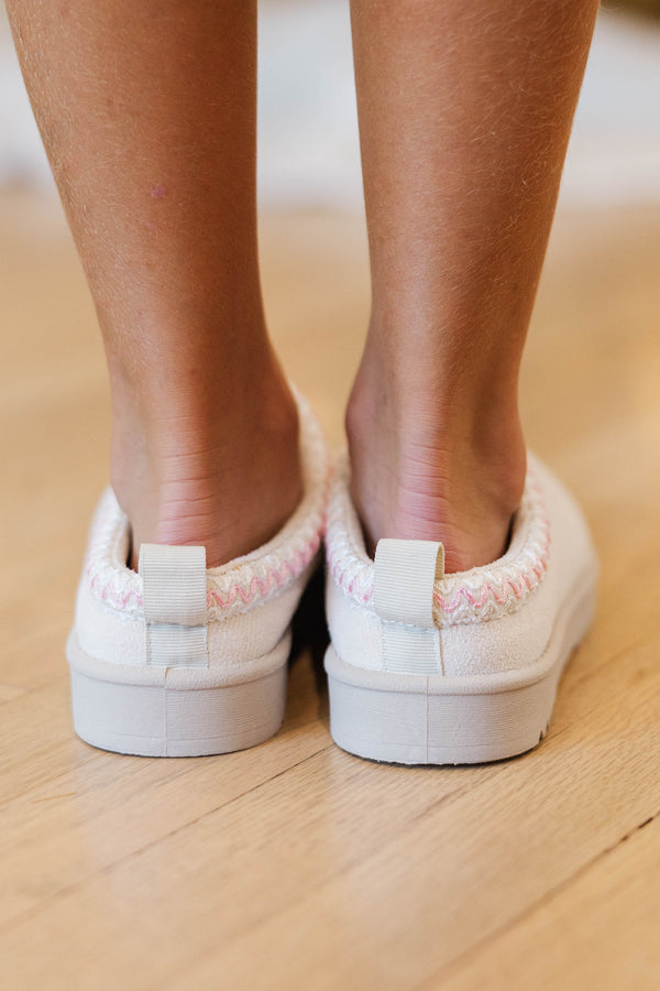 Girls: Soft Surroundings Cream Slip On Booties