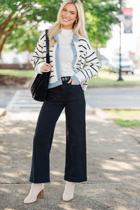 Make Your Choice Cream Striped Cardigan Jacket
