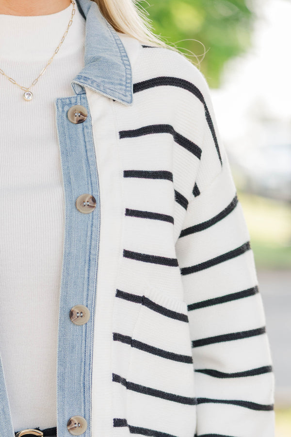 Make Your Choice Cream Striped Cardigan Jacket